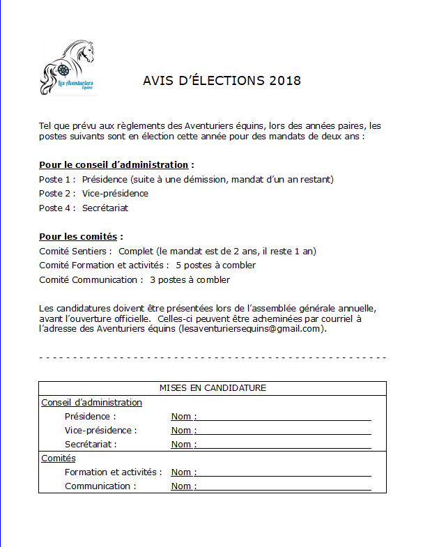 Avis d'élection PNG