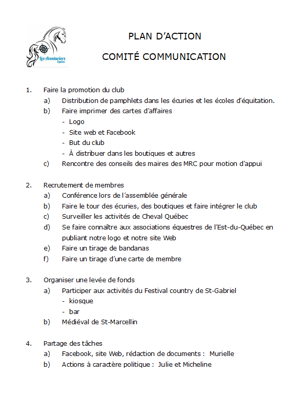 Plan d'action communication PNG