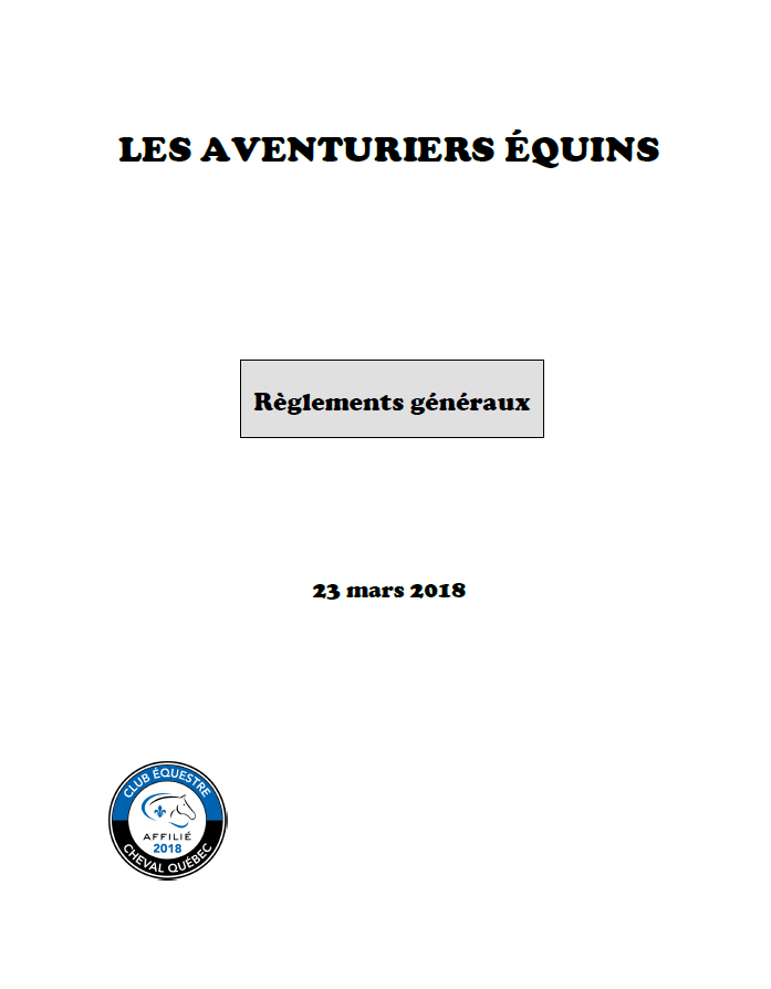 2018 Règlements généraux (1)